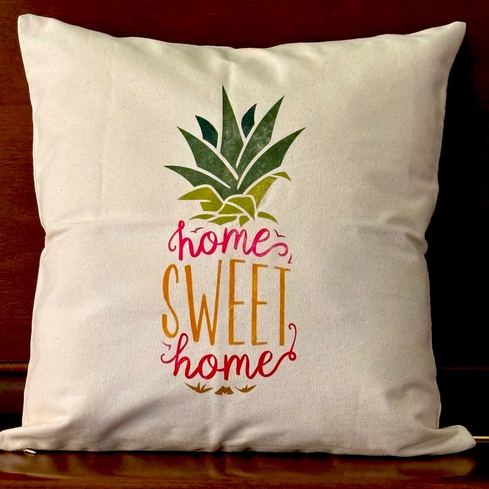 Thirty-One Home Sweet Home Accent Pillow - Cream, Green, Yellow, Red